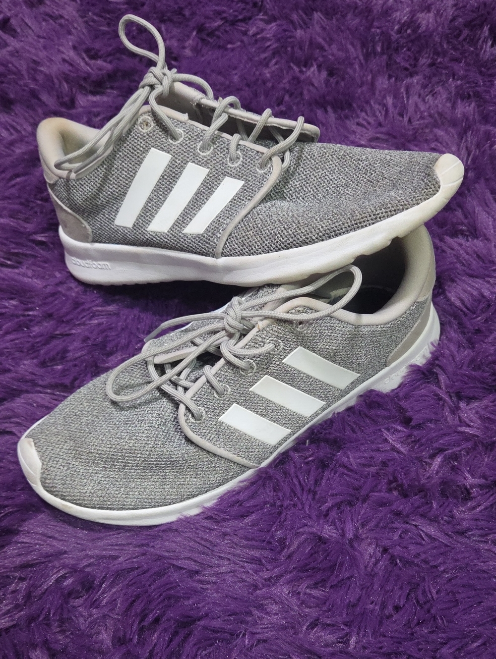 adidas Light Grey Knit Athletic Sneakers